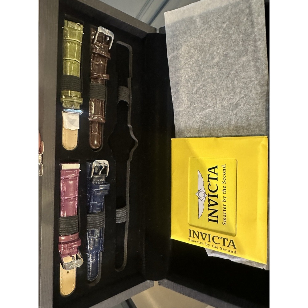 Invicta Watch Band Strap Lot of 4 Brown Blue Purple Green w Display Box